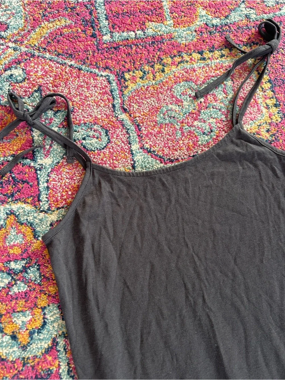 Marine Layer | Women’s Charcoal Grey Farrah Tie Strap Midi Tank Slip Dress Sz S